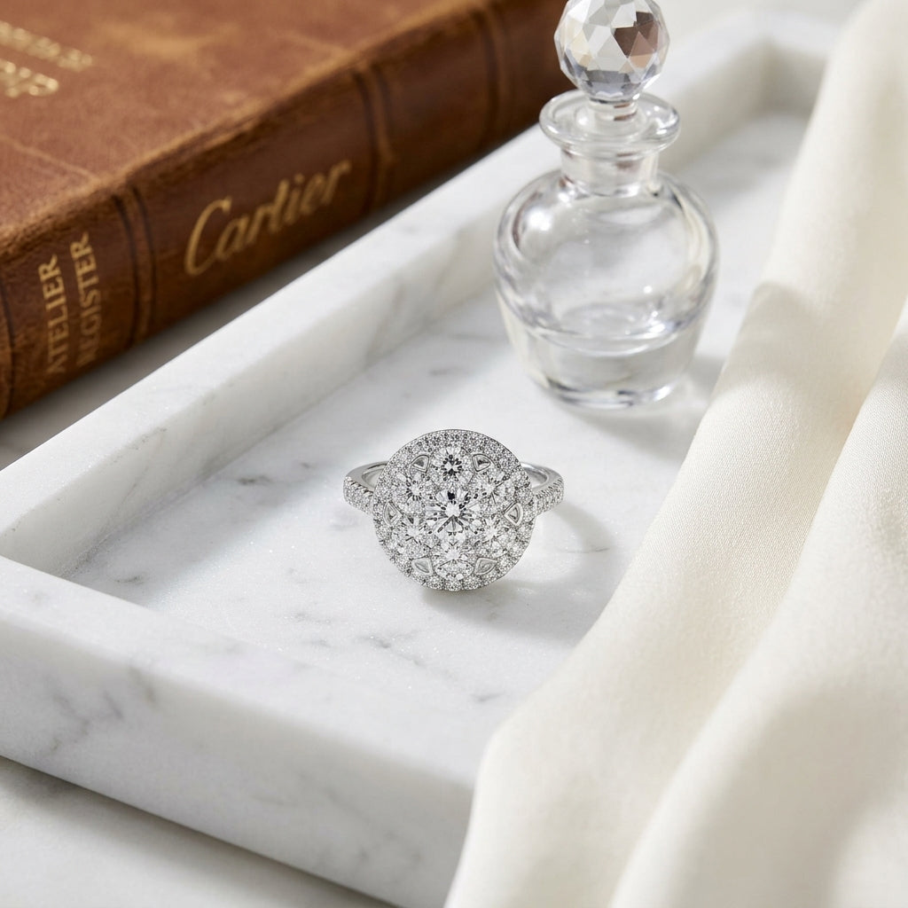 Diamond Pave Halo Ring 1.03ctw In 14k White Gold — atelier still life