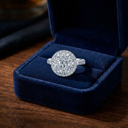Diamond Pave Halo Ring 1.03ctw In 14k White Gold — gift presentation