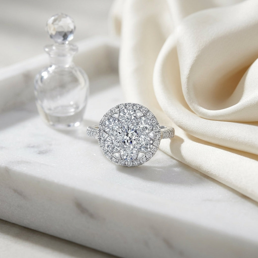 Diamond Pave Halo Ring 1.90ctw In 14k White Gold — atelier still life