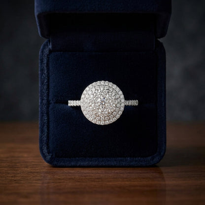 Diamond Double Entourage Ring In 14k White Gold 1.15ctw — gift presentation