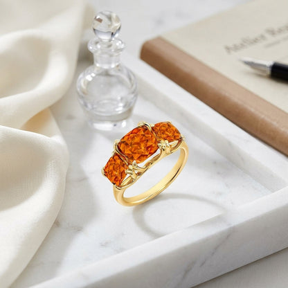 Citrine Three Stone Ring In 14k White Gold — atelier still life