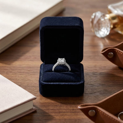 Diamond Engagement Ring in 14k White Gold (1-5/8 Ctw) — velvet box