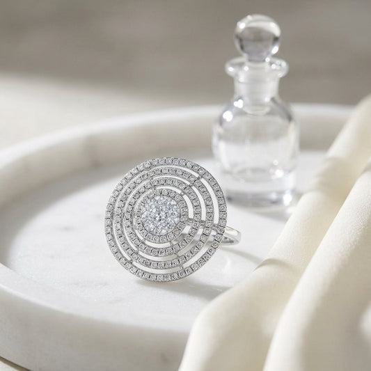 Diamond Concentric Circles Ring In 14k White Gold — atelier still life
