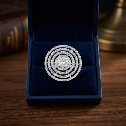 Diamond Concentric Circles Ring In 14k White Gold — gift presentation