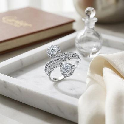 Stacked Loop Diamond Cluster Ring In 14k White Gold — atelier still life