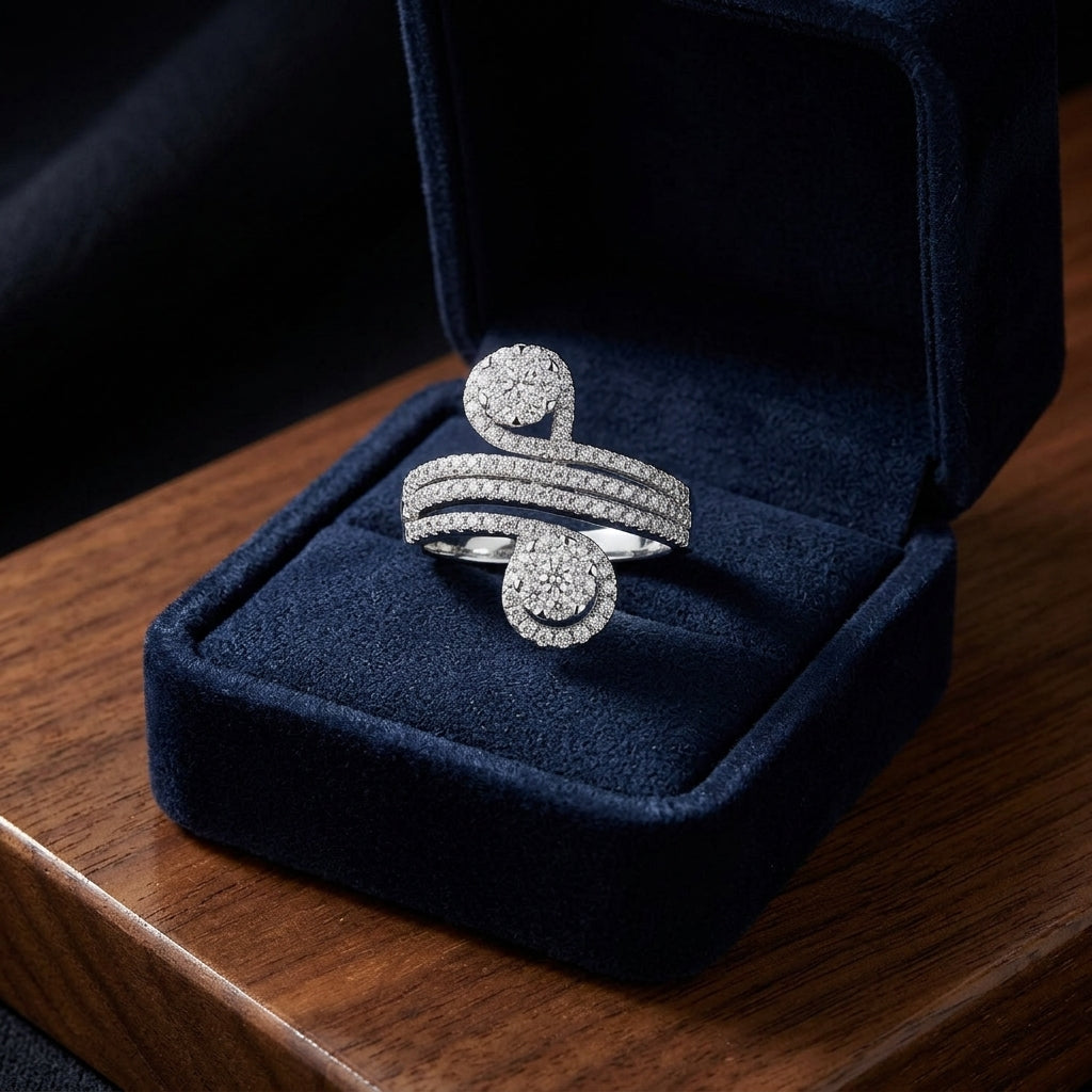 Stacked Loop Diamond Cluster Ring In 14k White Gold — gift presentation