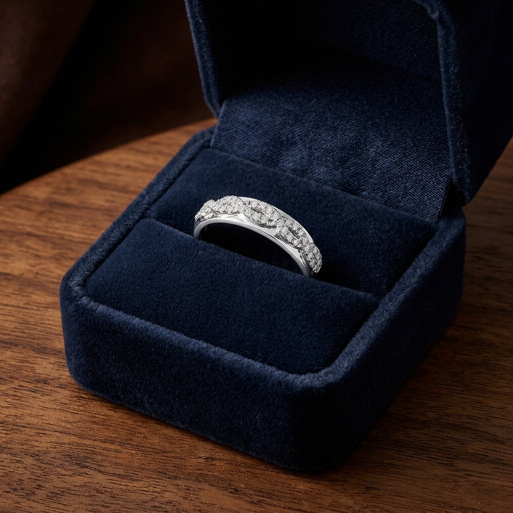 Diamond Braided Ring In 14k White Gold — gift presentation