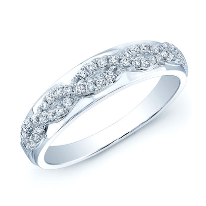 Diamond Braided Ring In 14k White Gold