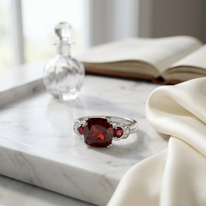 Rhodolite Garnet And Diamond Ring In 14k White Gold — atelier still life