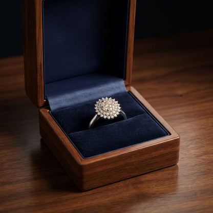 Diamond Cluster Starburst Ring In 14k White Gold — gift presentation