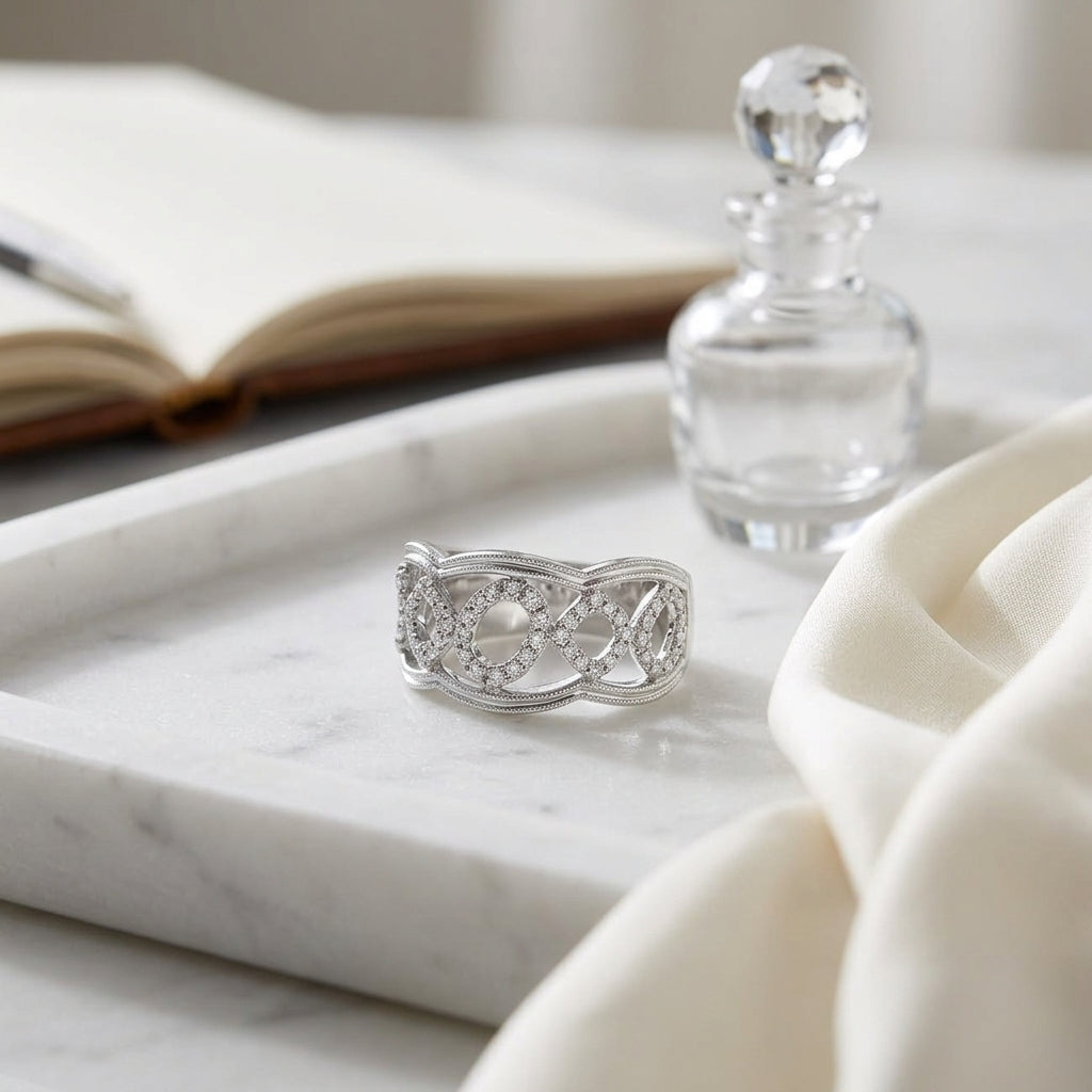 Delicate Diamond Ring In 14k White Gold — atelier still life