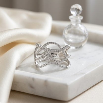 Twisting Diamond Ring Hand Ring In 14k White Gold — atelier still life