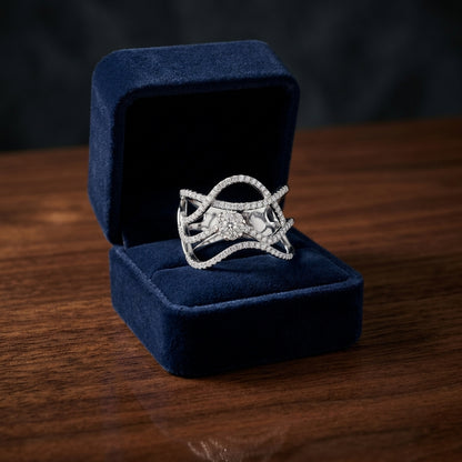 Twisting Diamond Ring Hand Ring In 14k White Gold — gift presentation