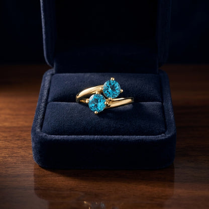 Swiss Blue Topaz Duo Ring In 14k White Gold — gift presentation