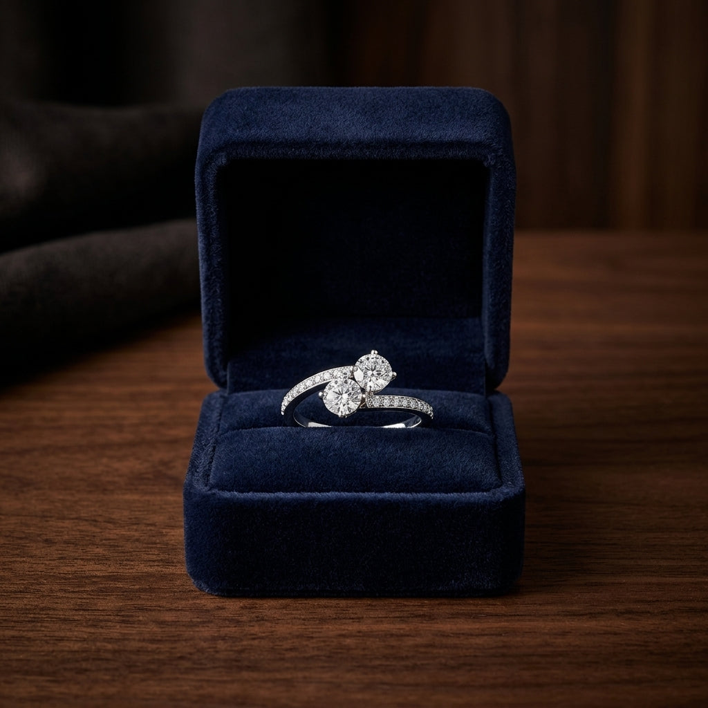 2 Stone Diamond Bypass Ring In 14k White Gold (1 Ct. Tw.) — gift presentation