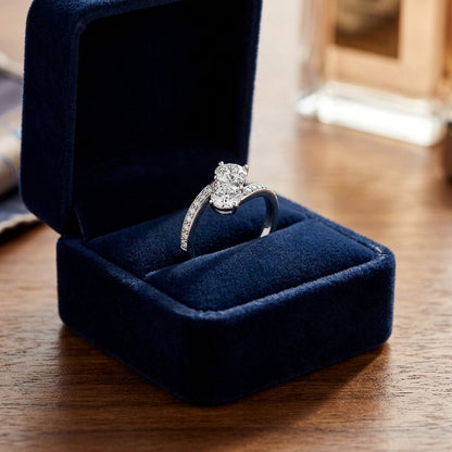2 Stone Diamond Bypass Ring in 14k White Gold (1 Ct. Tw.) — velvet box