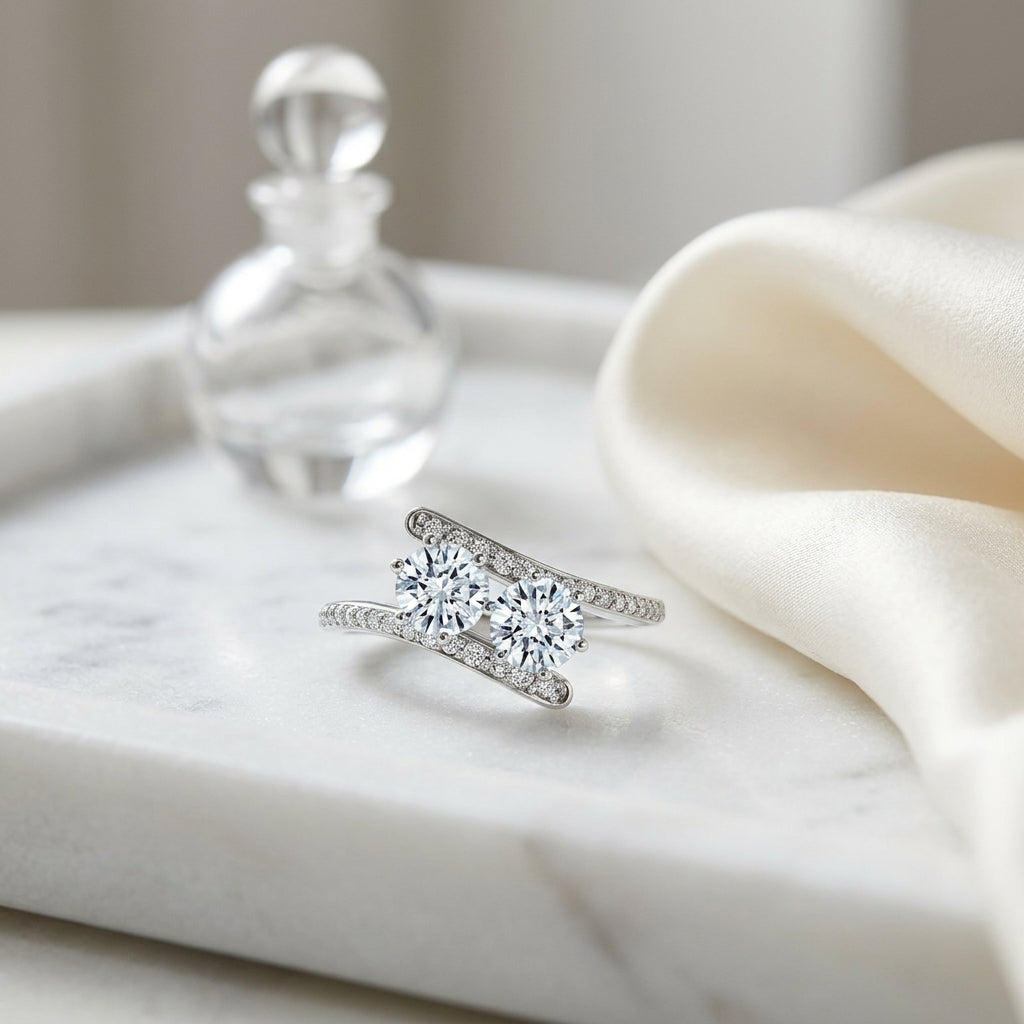 Two Stone Diamond Ring In 14k White Gold (1 1/5 Ct.tw.) — atelier still life