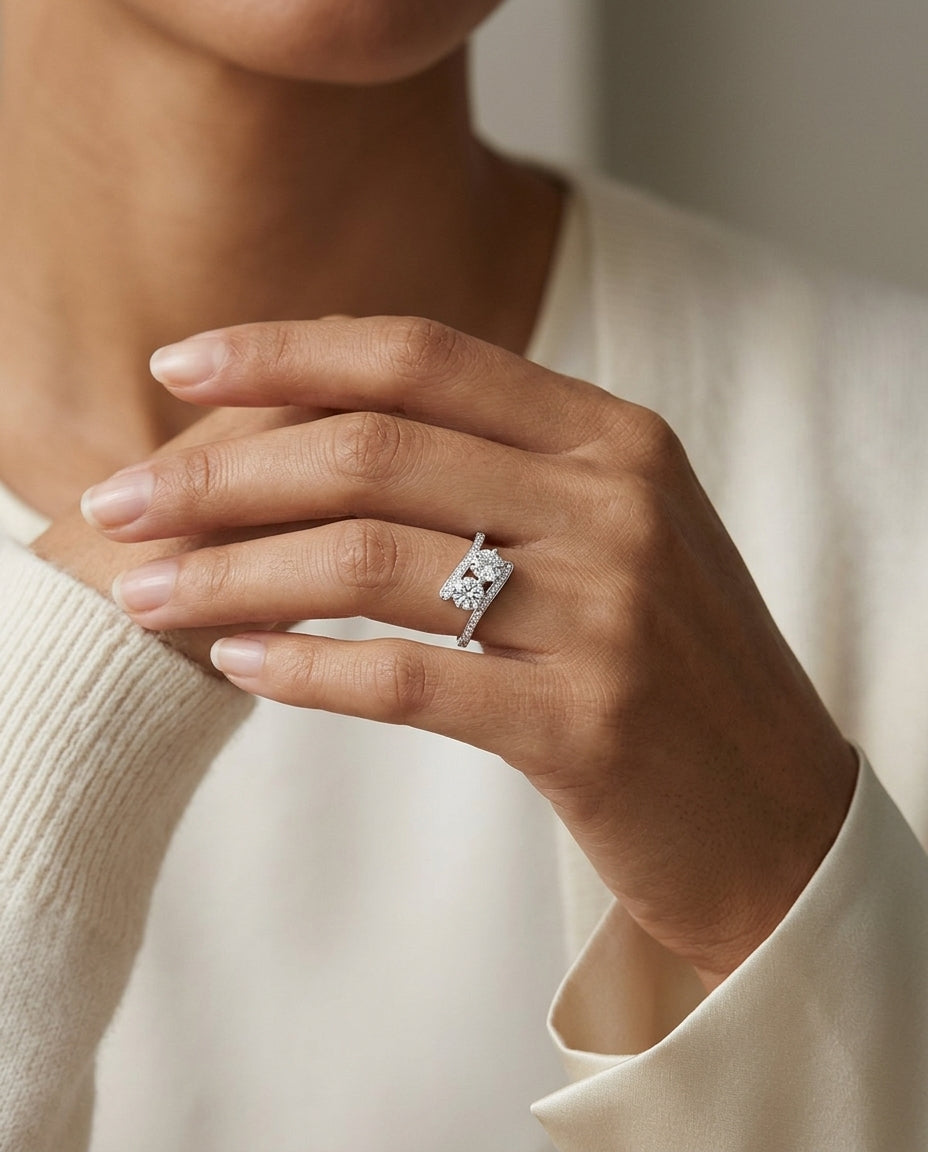 Two Stone Diamond Ring In 14k White Gold (1 1/5 Ct.tw.) — editorial close-up