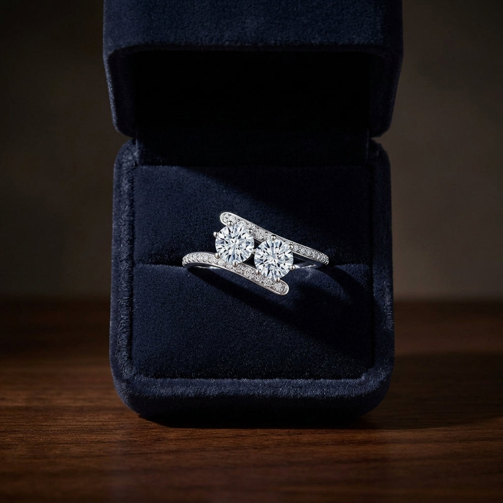 Two Stone Diamond Ring In 14k White Gold (1 1/5 Ct.tw.) — gift presentation