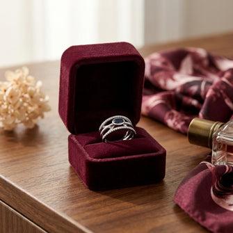 Sapphire And Diamond Open Work Ring In 14k White Gold (1/4 Ct.tw.) — velvet box