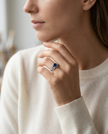 Diamond Belt Buckle Ring In 14k White Gold (1-1/3 Ct.tw.) — editorial close-up