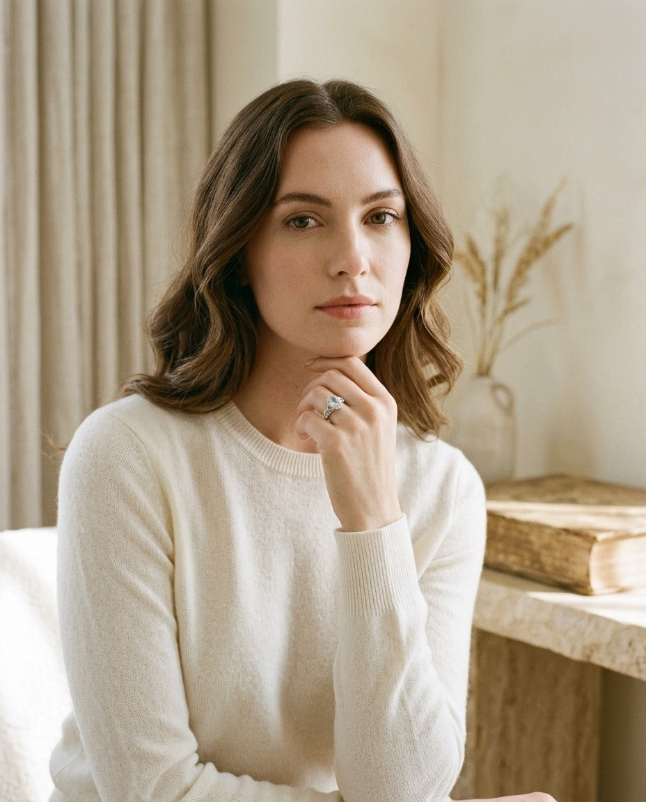 Aquamarine Oval and Diamond Ring 14k White Gold — portrait full