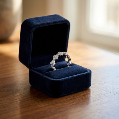 Diamond Clover Band in 14k White Gold 1/3ctw — velvet box
