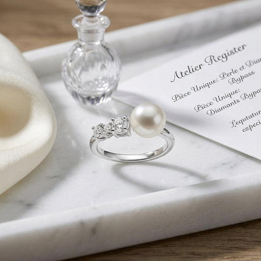 Pearl & Diamond Ring 3/8ctw in 14K White Gold - editorial hero