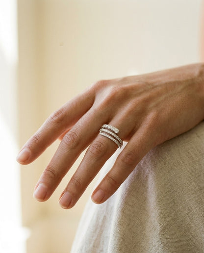 Diamond Spiral Ring in 14k White Gold 3/4ctw — portrait close