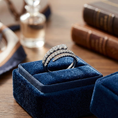 Diamond Spiral Ring in 14k White Gold 3/4ctw — velvet box