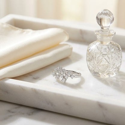 Scattered Diamond Ring in 14k White Gold — marble silk