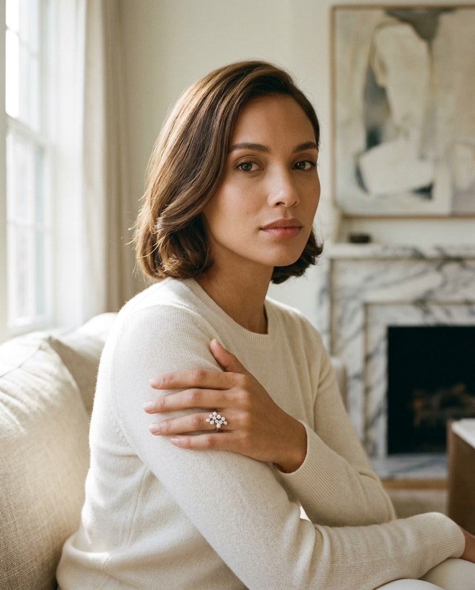 Scattered Diamond Ring in 14k White Gold — portrait full