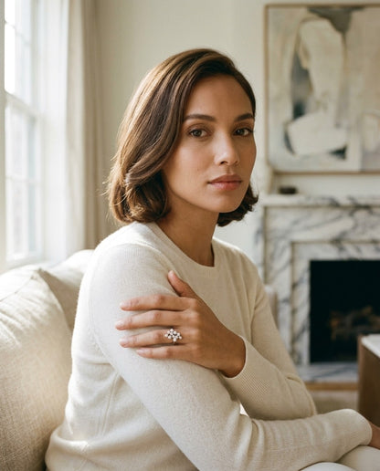 Scattered Diamond Ring in 14k White Gold — portrait full