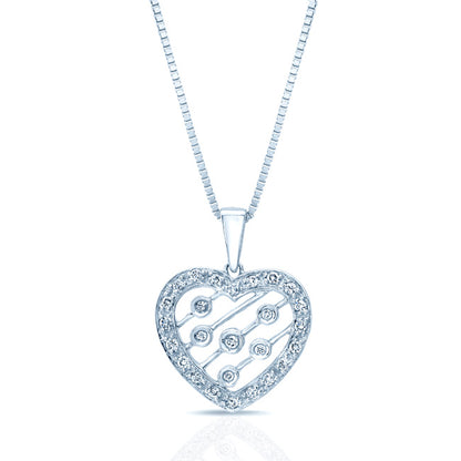 Diamond Heart Pendant In 14k White Gold