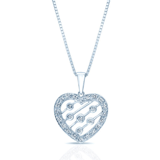 Diamond Heart Pendant In 14k White Gold