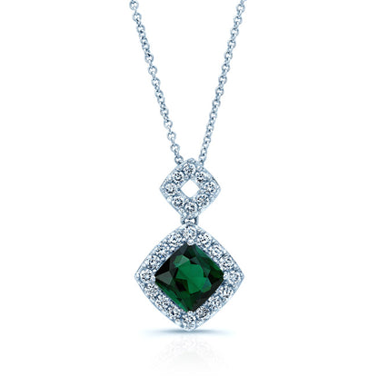 Green Tourmaline And Diamond Pave Pendant In 14k White Gold (1 Ct. Tw.)