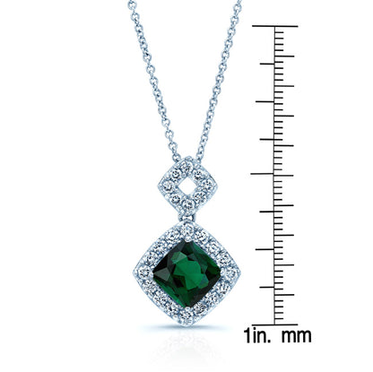 Green Tourmaline And Diamond Pave Pendant In 14k White Gold (1 Ct. Tw.)