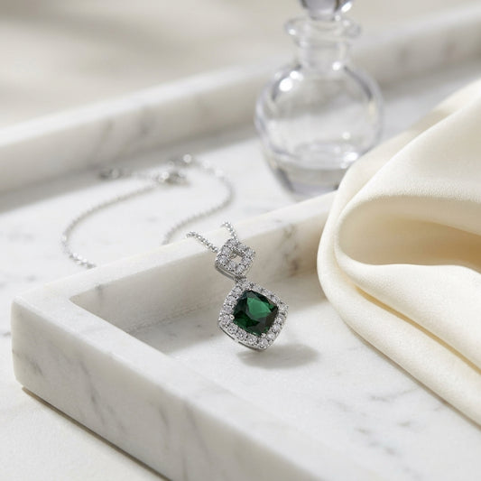 Green Tourmaline And Diamond Pave Pendant In 14k White Gold (1 Ct. Tw.) — atelier still life