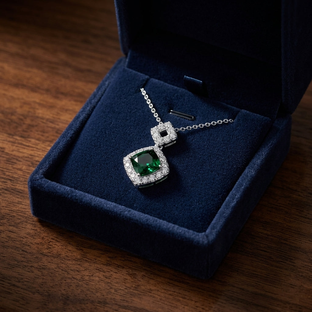 Green Tourmaline And Diamond Pave Pendant In 14k White Gold (1 Ct. Tw.) — gift presentation