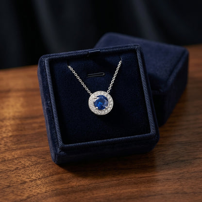 Sapphire And Diamond Pendant In 14k White Gold (1/4 Ct. Tw.) — gift presentation