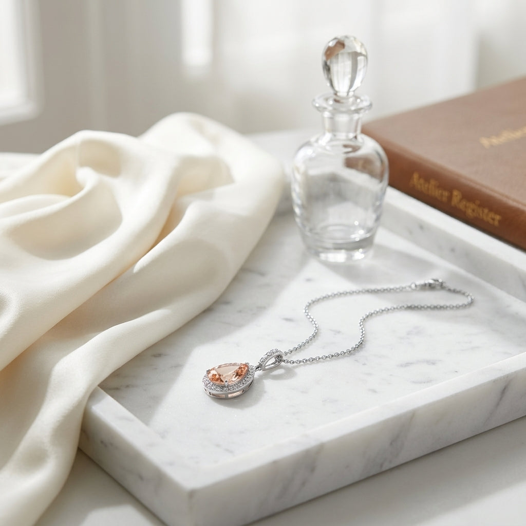 Morganite And Diamond Pendant In 14k White Gold (1/2 Ct. Tw.) — atelier still life
