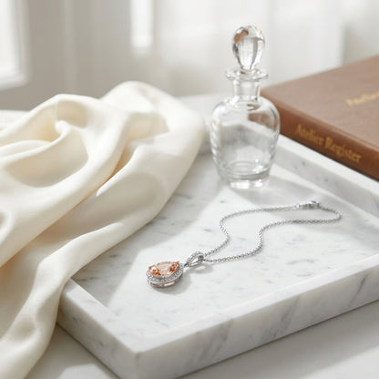 Morganite And Diamond Pendant In 14k White Gold (1/2 Ct. Tw.) — atelier still life