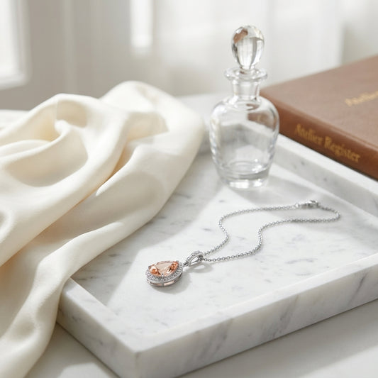 Morganite And Diamond Pendant In 14k White Gold (1/2 Ct. Tw.) — atelier still life