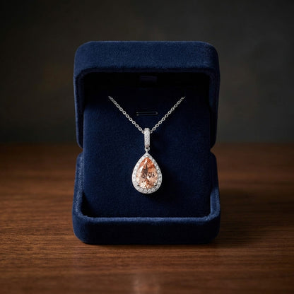Morganite And Diamond Pendant In 14k White Gold (1/2 Ct. Tw.) — gift presentation