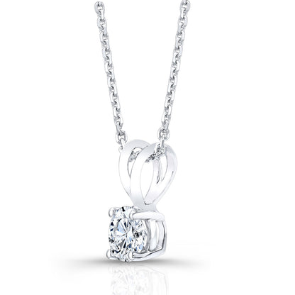 Diamond Round Solitaire Pendant In 14k White Gold 17-in Baby Curb Ch