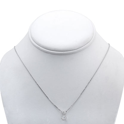 Diamond Round Solitaire Pendant In 14k White Gold 17-in Baby Curb Ch