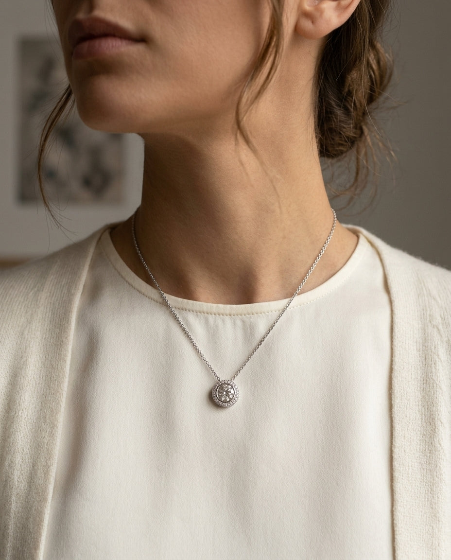 14kw Cubic Zirconia Pendant — editorial close-up