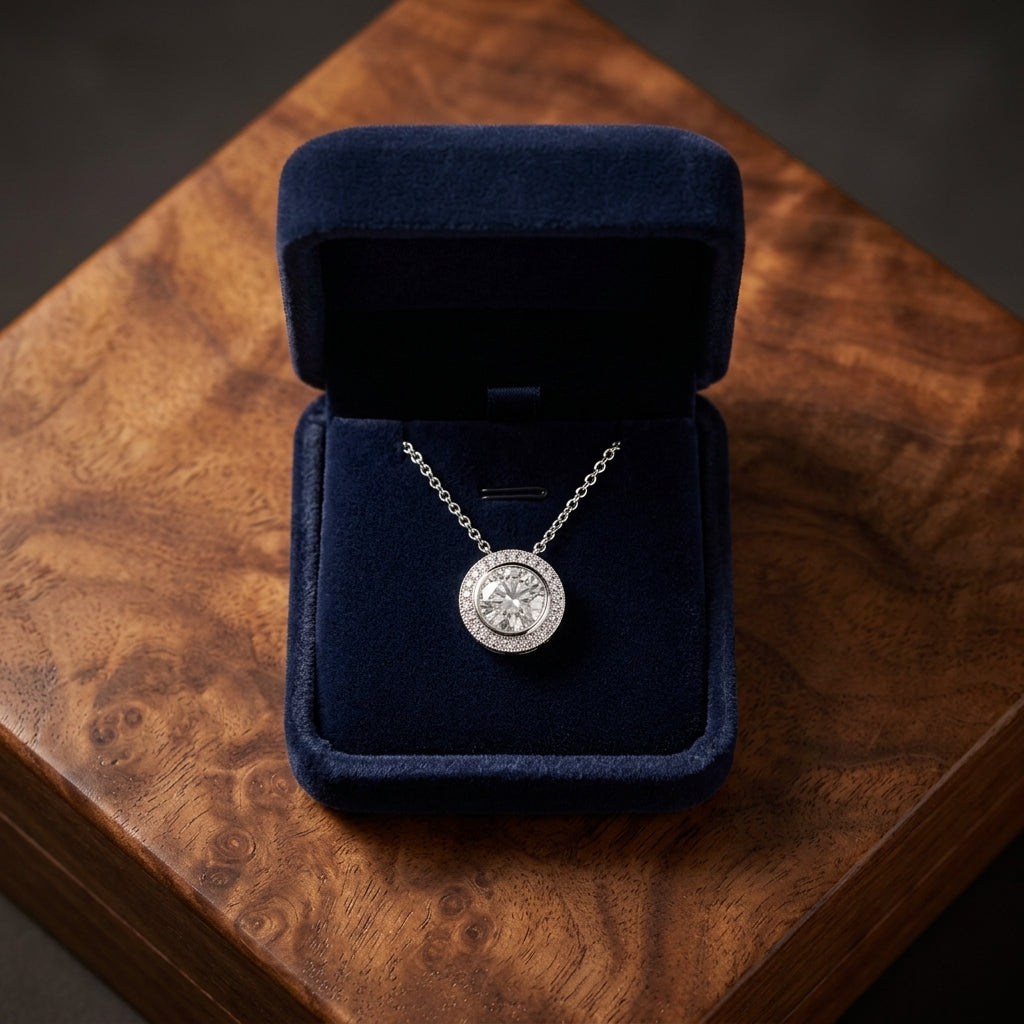14kw Cubic Zirconia Pendant — gift presentation