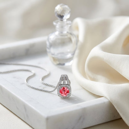 Pink Tourmaline And Diamond Pendant In 14k White Gold (1/3 Ct.tw.) — atelier still life