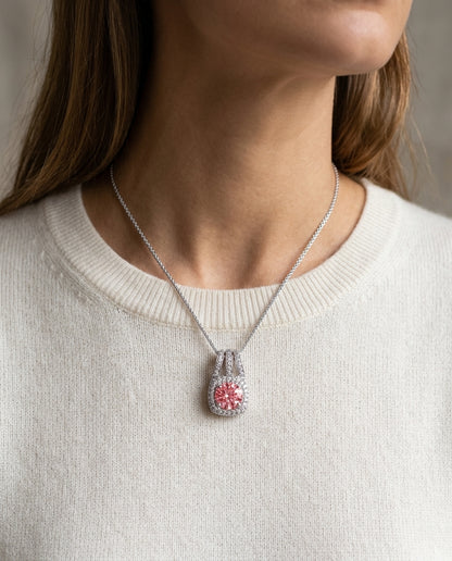 Pink Tourmaline And Diamond Pendant In 14k White Gold (1/3 Ct.tw.) — editorial close-up